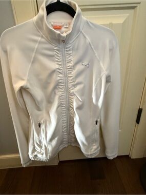 Puma White Women's Zip-Front Athletic Jacket